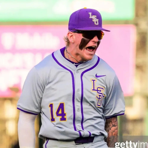 Mens Youth LSU Tigers #14 Daniel Dickinson Nike 2025 Gray LSU College Game Baseball Jersey