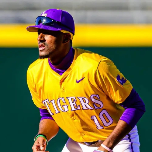 Mens Youth LSU Tigers #10 Michael Braswell III 2025 Gold College Baseball Game Jersey