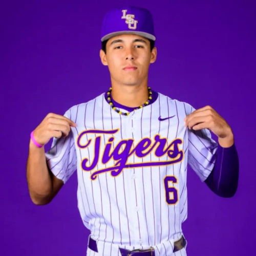 Mens Youth LSU Tigers #6 Derek Curiel Nike 2025 White Pinstripe College Baseball Game Jersey