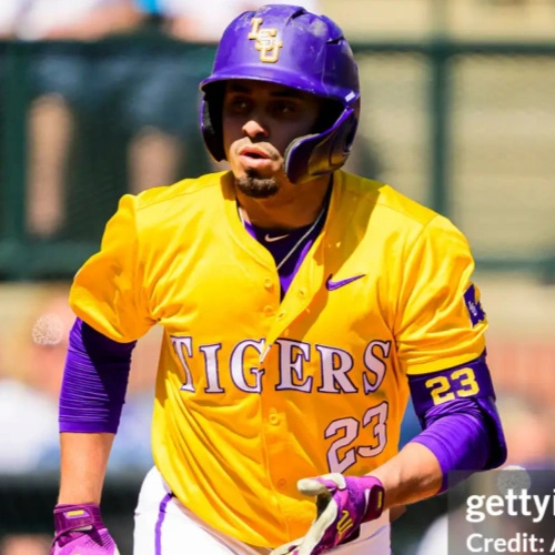 Mens Youth LSU Tigers #23 Luis Hernandez 2025 Gold College Baseball Game Jersey