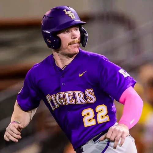 Mens Youth LSU Tigers #22 Jared Jones 2025 Purple College Baseball Game Jersey