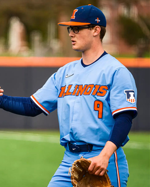 Mens Youth Illinois Fighting Illini  #9 Regan Hall Blue College Baseball Game Jersey