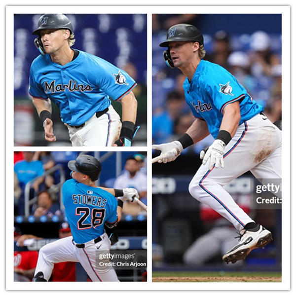 Mens Miami Marlins #28 Kyle Stowers Nike Blue Alternate Limited Jersey