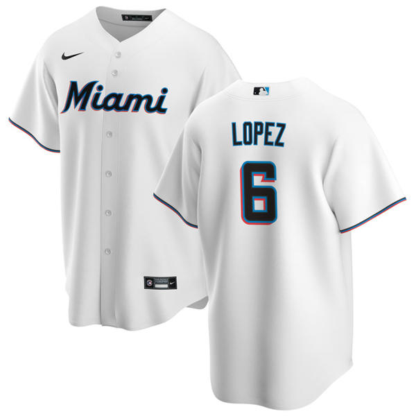 Mens Miami Marlins #6 Otto Lopez Nike White Home Limited Jersey