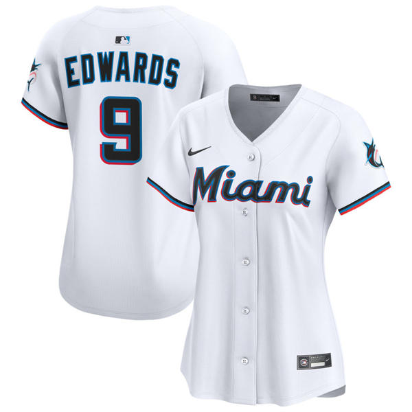 Womens Miami Marlins #9 Xavier Edwards Nike Home White Limited Jersey