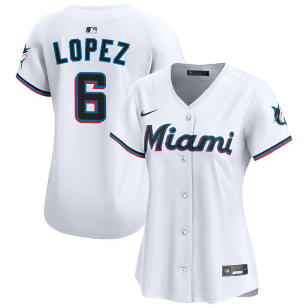 Womens Miami Marlins #6 Otto Lopez Nike Home White Limited Jersey