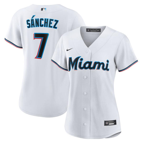 Womens Miami Marlins #7 Jesus Sanchez Nike Home White Limited Jersey