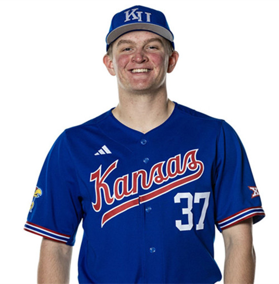 Mens Youth Kansas Jayhawks #37 Jackson Hauge Royal College Baseball Game Jersey