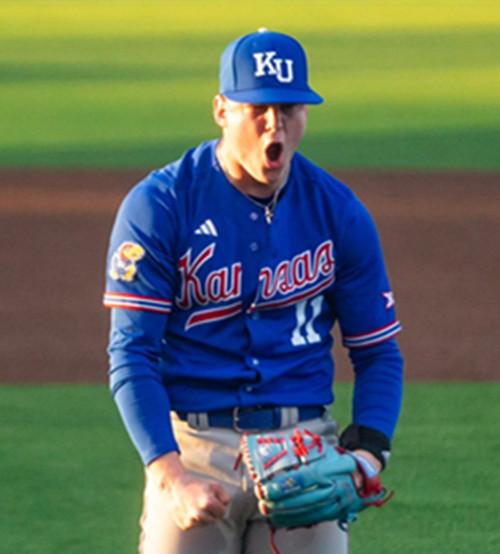 Mens Youth Kansas Jayhawks #11 Cooper Moore Royal College Baseball Game Jersey