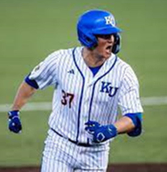 Mens Youth Kansas Jayhawks #37 Jackson Hauge 2025 White Pinstripe College Baseball Game Jersey