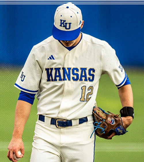 Mens Youth Kansas Jayhawks #12 Dominic Voegele 2025 Cream Gold College Baseball Game Jersey