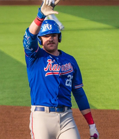 Mens Youth Kansas Jayhawks #26 Brady Ballinger Royal College Baseball Game Jersey