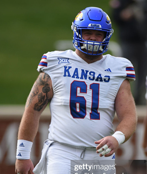 Mens Youth Kansas Jayhawks #61 Bryce Foster 2025 White College Football Game Jersey