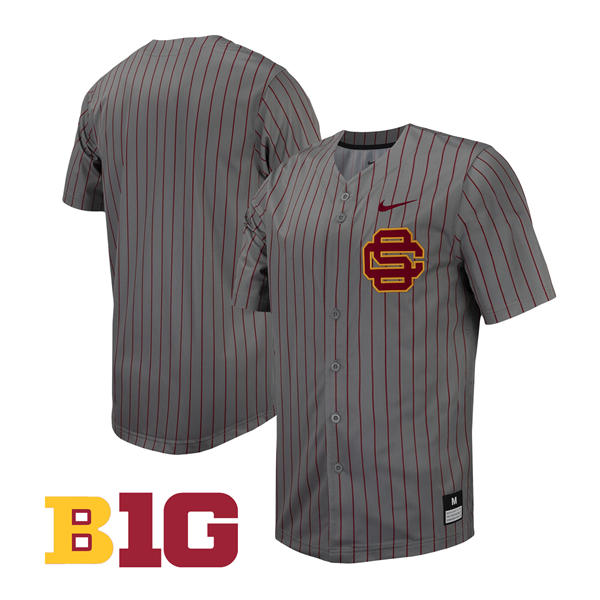Men's Youth Womens USC Trojans Custom 2025 BIG Gray Pinstripe Baseball Game Jersey