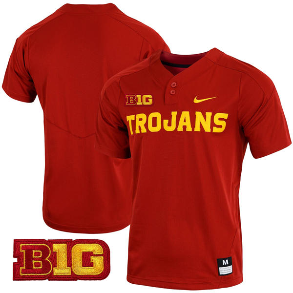 Men's Youth Womens USC Trojans Custom 2025 BIG Cardinal Two-Button Pullover Baseball Game Jersey