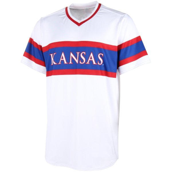 Men's Youth Womens Kansas Jayhawks Blank adidas White Pullover Baseball Throwback Jersey