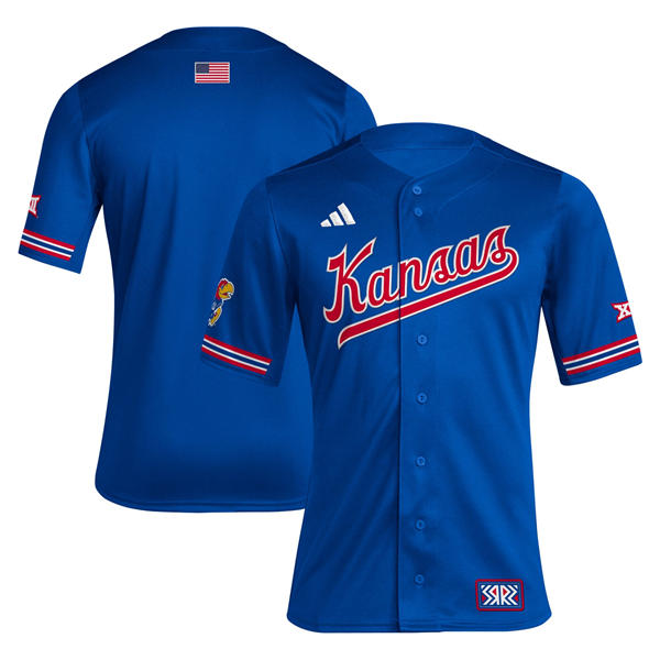 Men's Youth Womens Kansas Jayhawks Blank adidas Roayl College Baseball Reverse Retro Jersey