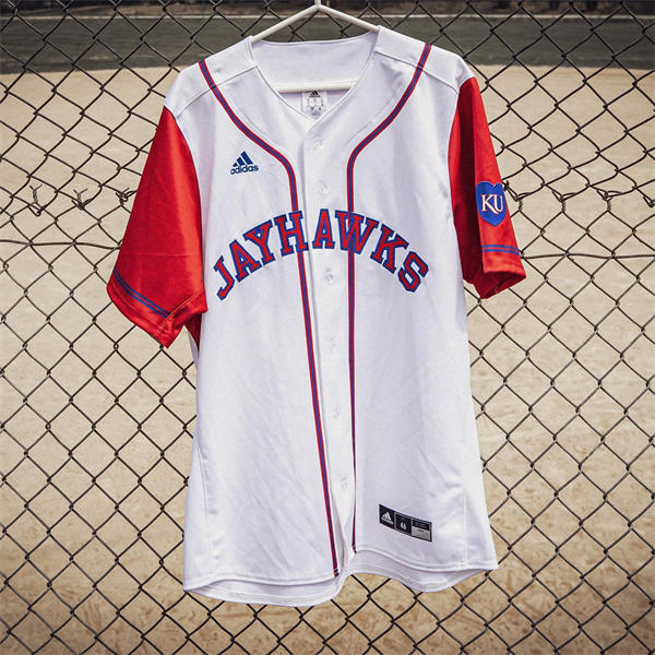 Men's Youth Womens Kansas Jayhawks Blank adidas White Red College Baseball Game Jersey