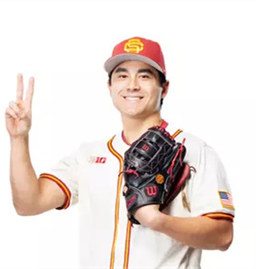 Mens Youth USC Trojans #12 Caden Aoki 2025 BIG Cream College Baseball Game Jersey