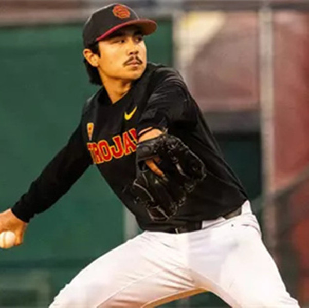 Mens Youth USC Trojans #12 Caden Aoki 2025 BIG Black College Baseball Game Jersey