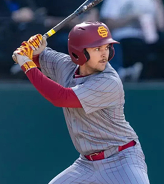Mens Youth USC Trojans #29 Andrew Lamb 2025 BIG Gray Pinstripe College Baseball Game Jersey