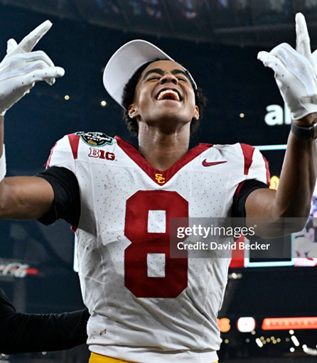 Mens Youth USC Trojans #8 Ja'Kobi Lane BIG White College Football Game Jersey
