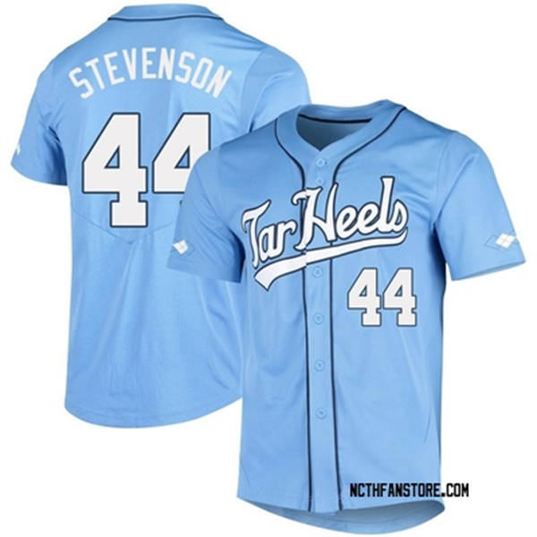 Men's Youth Womens North Carolina Tar Heels #44 Luke Stevenson 2024 Blue Tar Heels Baseball Game Jersey