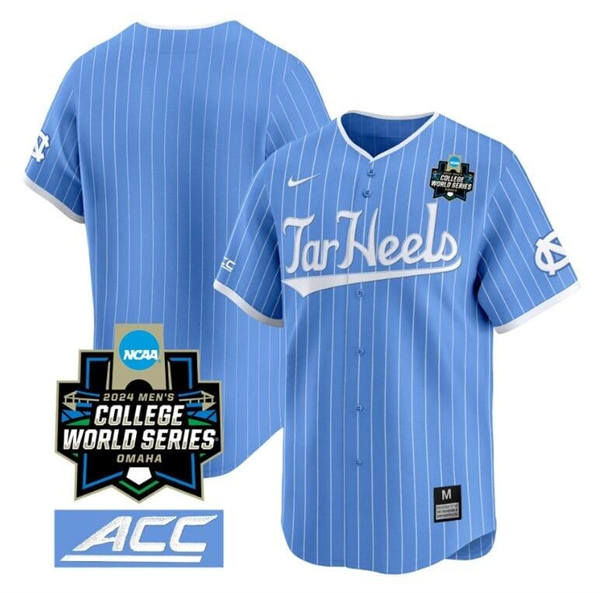 Men's Youth Womens North Carolina Tar Heels Blank 2024 Blue Pinstripe Tar Heels Baseball Game Jersey