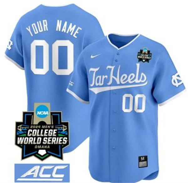 Men's Youth Womens North Carolina Tar Heels Custom 2024 Blue Tar Heels Baseball Game Jersey