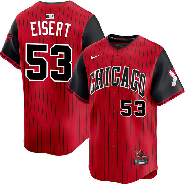 Mens Chicago White Sox #53 Brandon Eisert Red Black 2025 City Connect 2.0 Limited Jersey