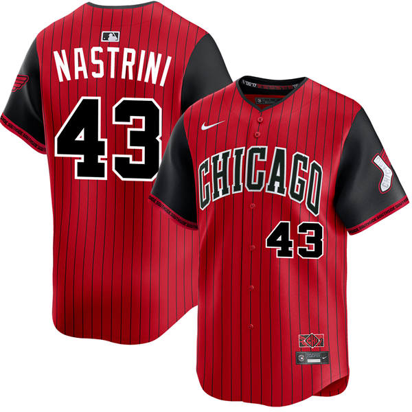 Mens Chicago White Sox #43 Nick Nastrini Red Black 2025 City Connect 2.0 Limited Jersey
