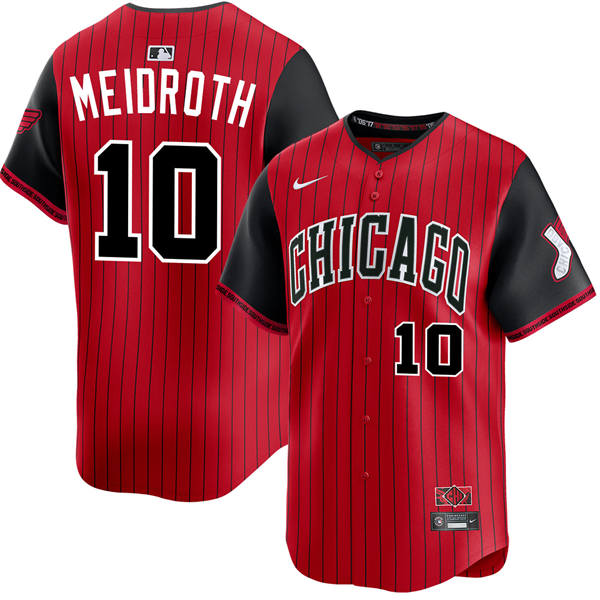 Mens Chicago White Sox #10 Chase Meidroth Red Black 2025 City Connect 2.0 Limited Jersey