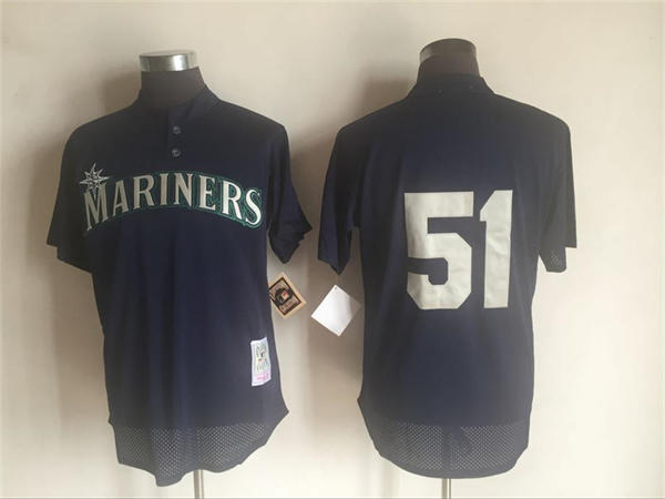 Men's Seattle Mariners #51 Ichiro Suzuki Mitchell & Ness Royal Cooperstown Collection Mesh Batting Practice Jersey