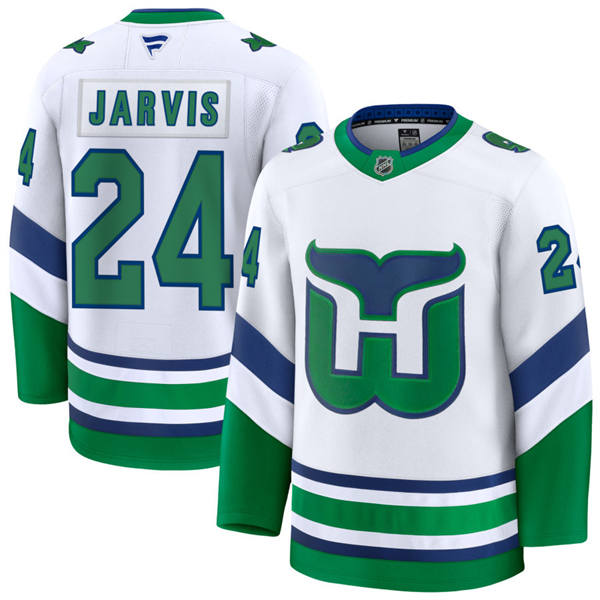 Men's Carolina Hurricanes #24 Seth Jarvis White Fanatics Throwback Premium Jersey