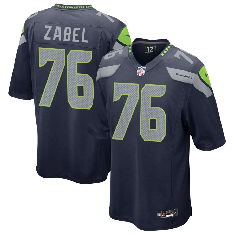 Youth Seattle Seahawks #76 Grey Zabel Nike Navy Team Color Limited Jersey
