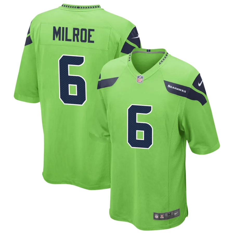 Men's Seattle Seahawks #6 Jalen Milroe Nike Neon Green Alternate Vapor F.U.S.E. Limited Jersey