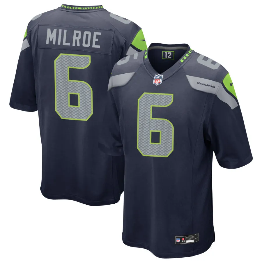 Men's Seattle Seahawks #6 Jalen Milroe Nike Navy Team Color Vapor F.U.S.E. Limited Jersey