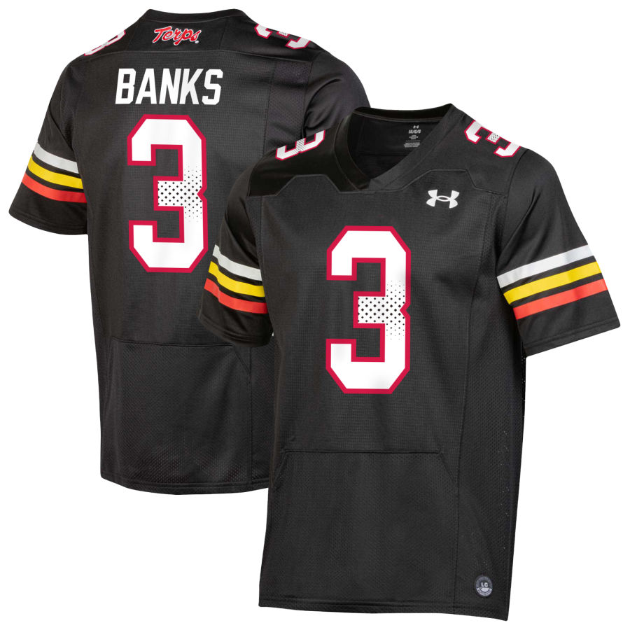 Mens Youth Maryland Terrapins #3 Deonte Banks Black College Football Jersey