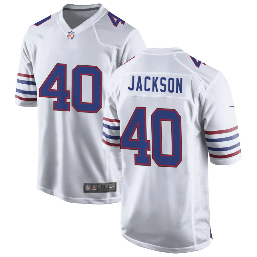 Mens Buffalo Bills #40 Landon Jackson Nike White Alternate Retro Vapor Limited Jersey