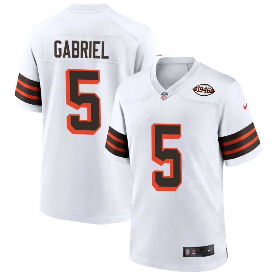 Mens Cleveland Browns #5 Dillon Gabriel Nike White 1946 Collection 75th Anniversary Limited Jersey
