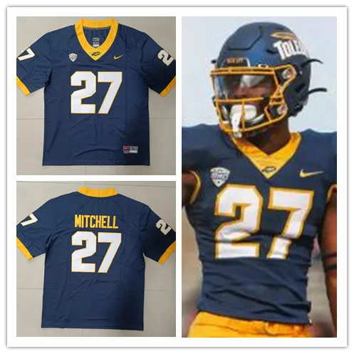 Mens Youth Womens Toledo Rockets #27 Quinyon Mitchell 2023 Navy Football Game Jersey