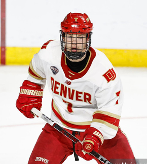 Mens Youth Denver Pioneers #7 Aidan Thompson 2025 White College Hockey Game Jersey