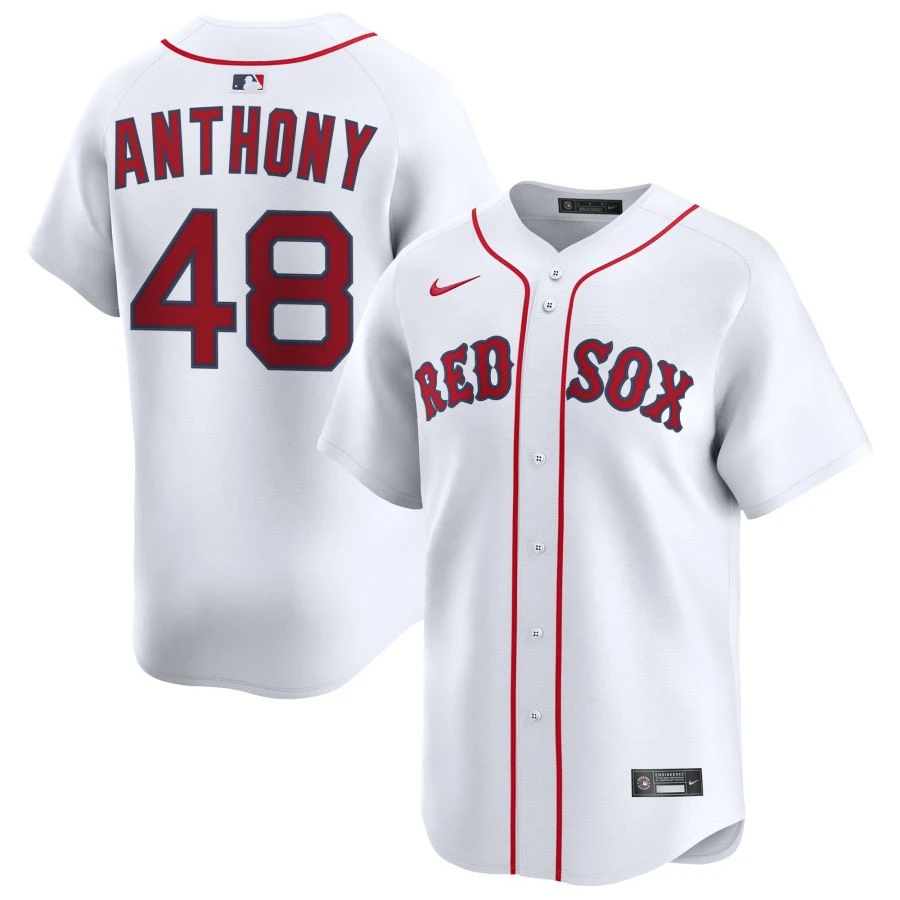 Men's Boston Red Sox #48 Roman Anthony Nike White Home with Name Limted Jersey