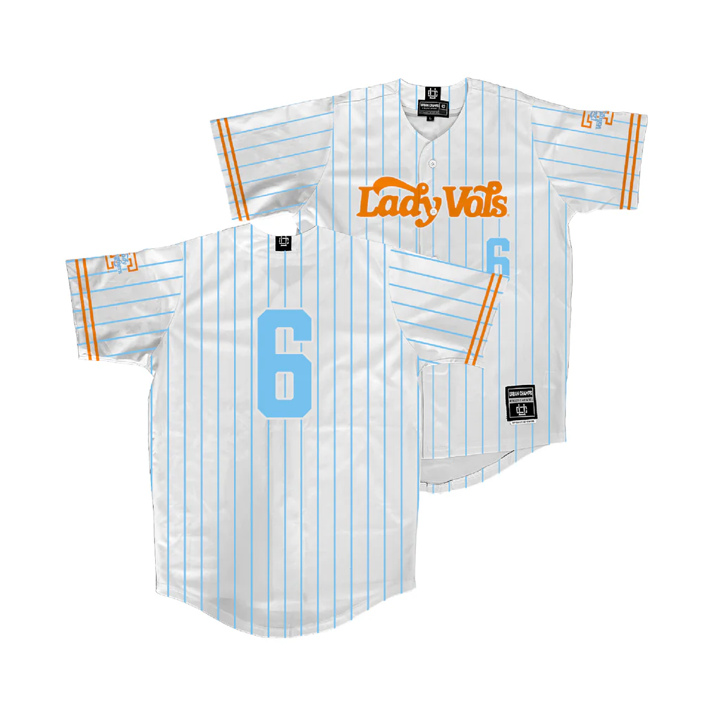 Tennessee Lady Volunteers #6 Sage Mardjetko White Pinstripe Full Button Softball Limited Jersey