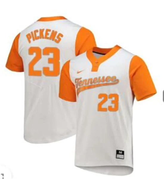 Tennessee Lady Volunteers #23 Karlyn Pickens White Orange two-Button Pullover with name Softball Jersey
