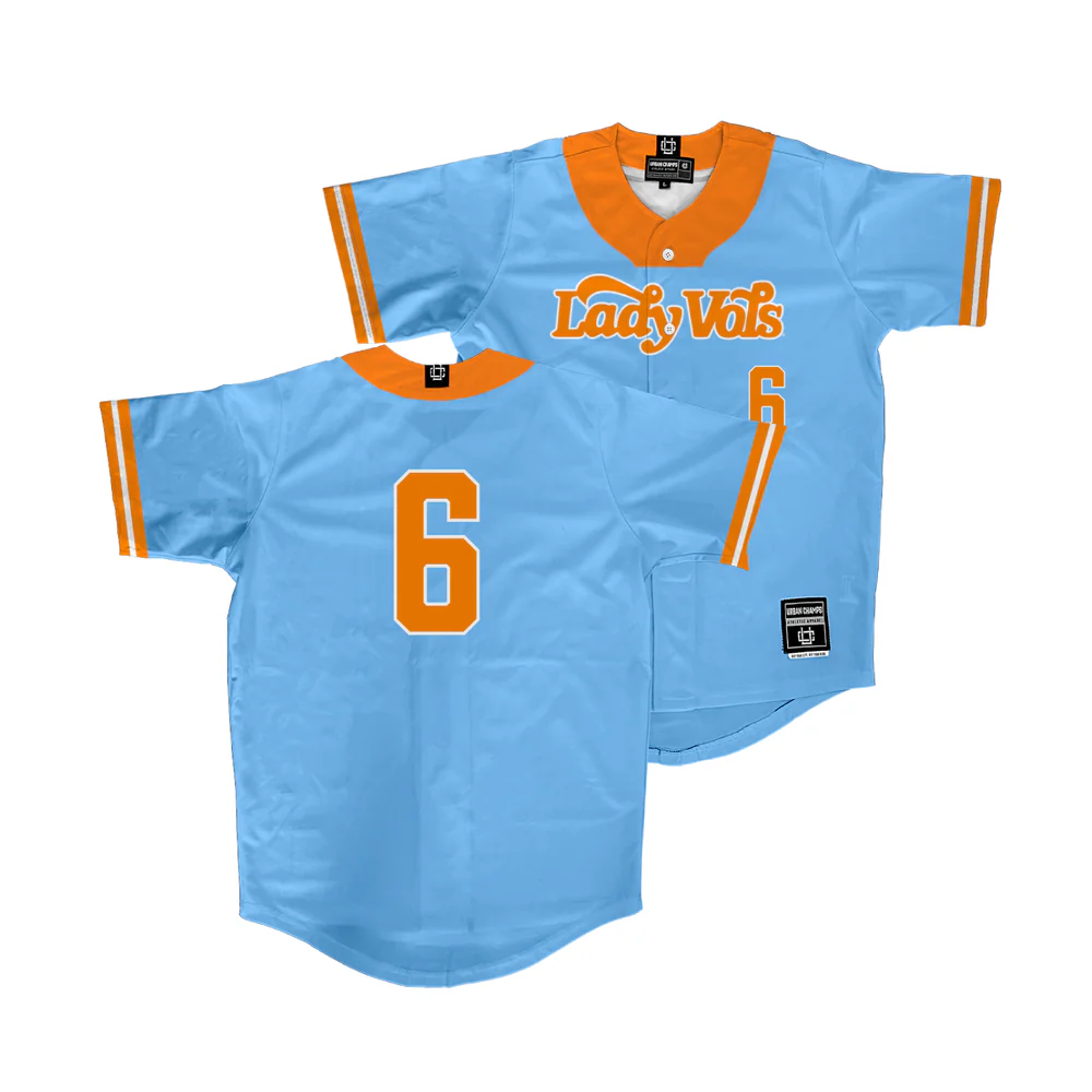Tennessee Lady Volunteers #6 Sage Mardjetko Blue Full Button Softball Limited Jersey
