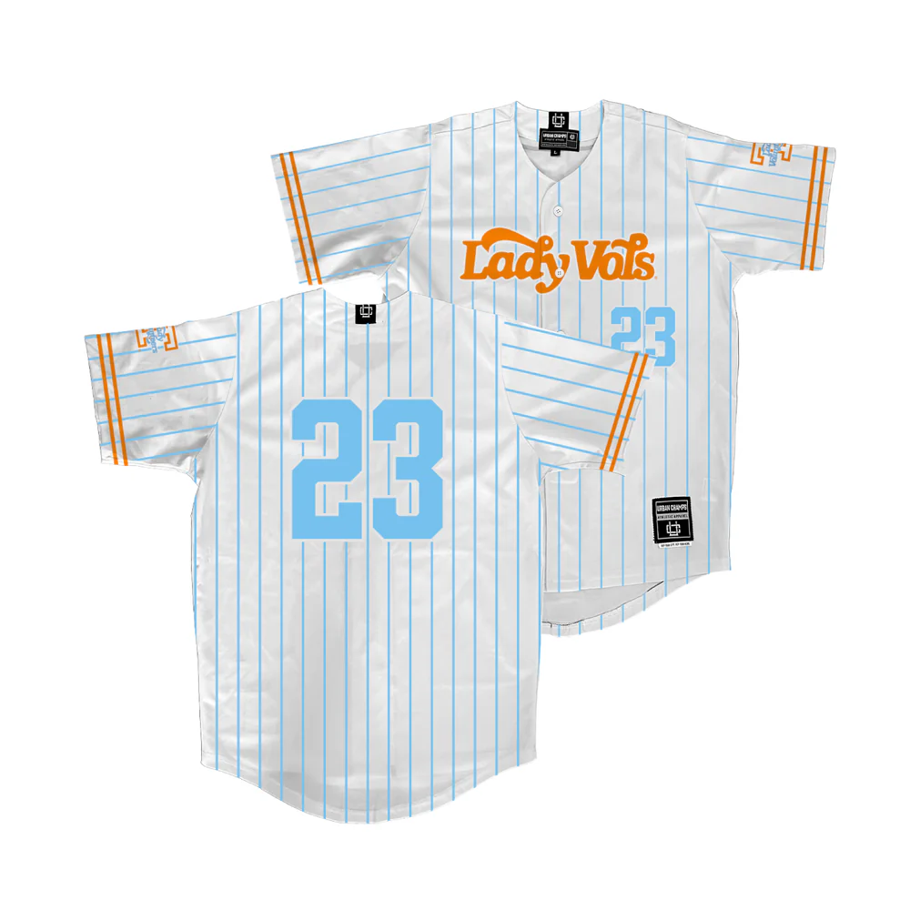 Tennessee Lady Volunteers #23 Karlyn Pickens White Pinstripe Full Button Softball Limited Jersey
