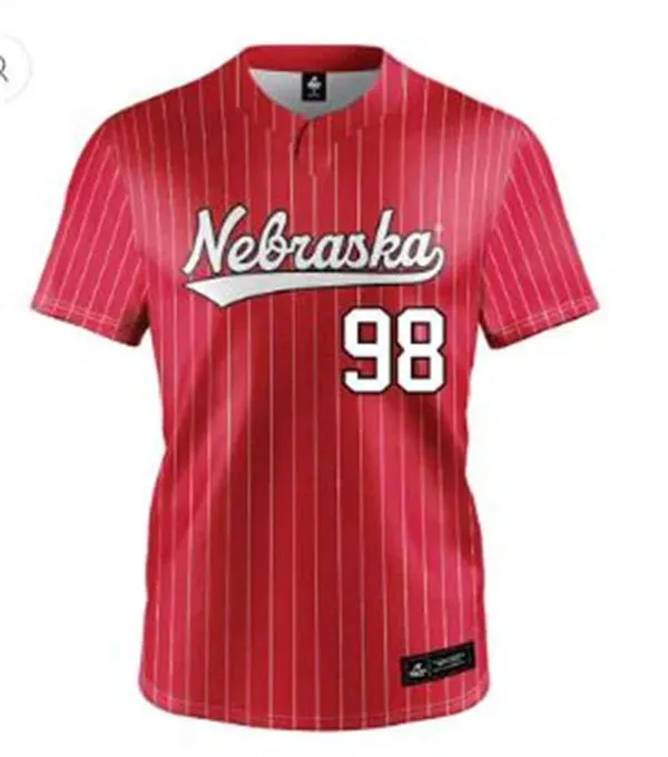 Nebraska Cornhuskers #98 Jordy Bahl  Red Pinstripe Softball Game Jersey