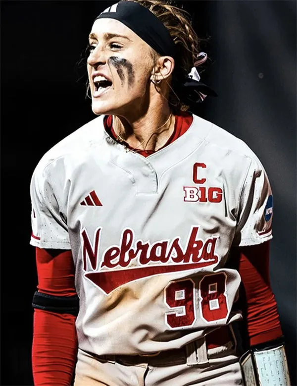 Nebraska Cornhuskers #98 Jordy Bahl Gray two-Button Pullover Softball Game Jersey