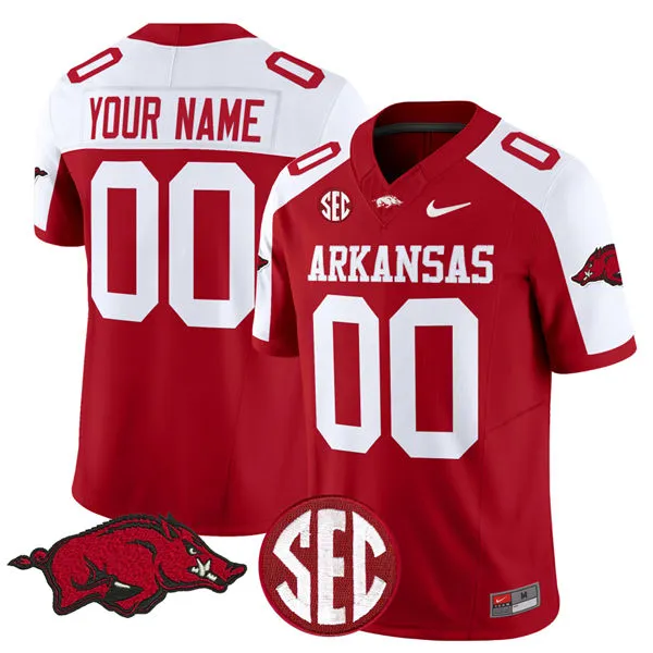 Arkansas Razorbacks Custom Nike 2025 Cardinal White College Gratitude Football Limited Jersey